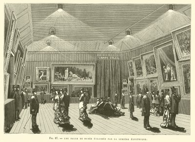 A Museum Room Lit by Electric Light by French School